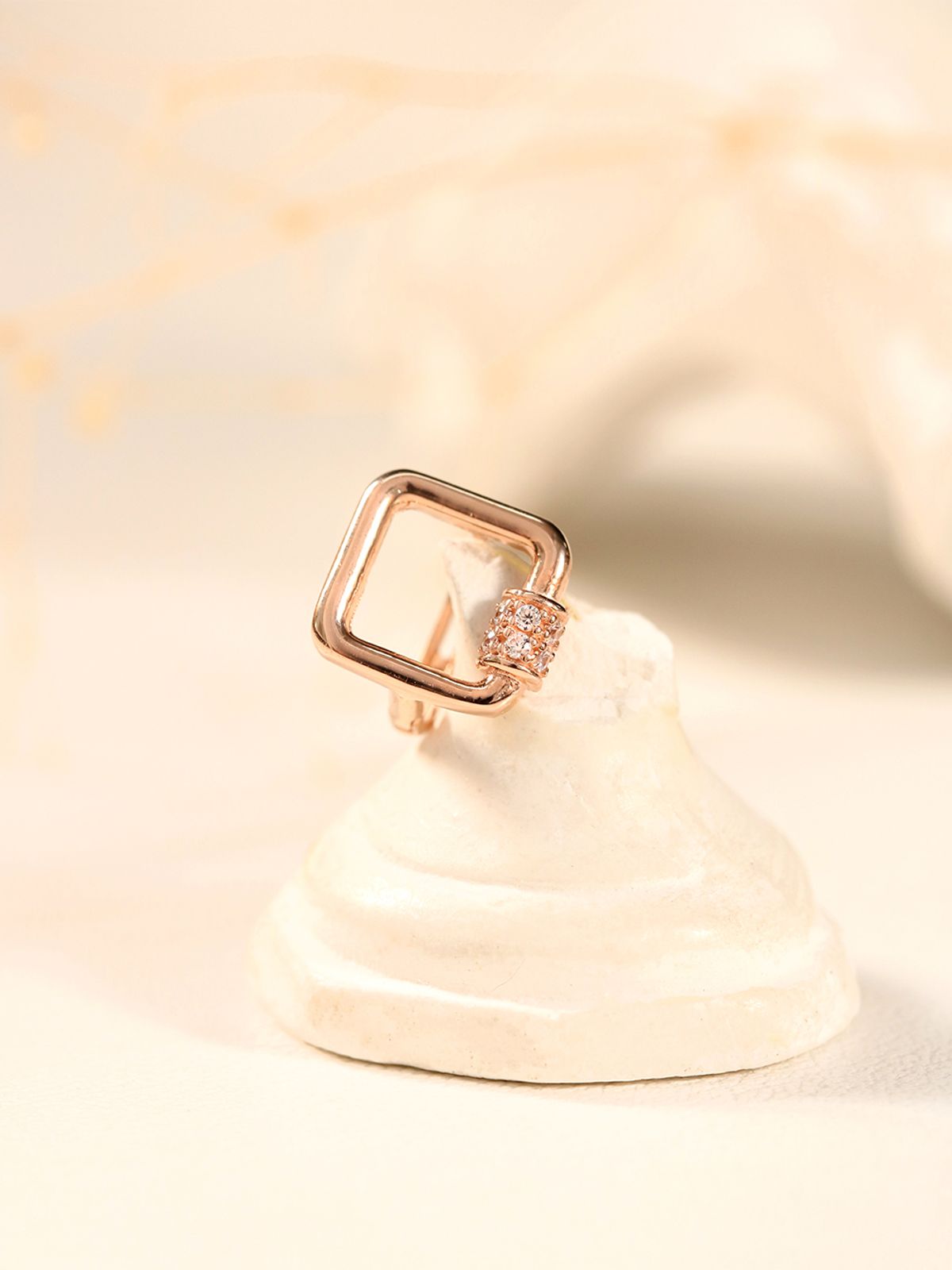 미니멀피어싱(MINIMALPIERCING) 14K 18K 오픈 사각 큐빅 원터치 링 귀걸이