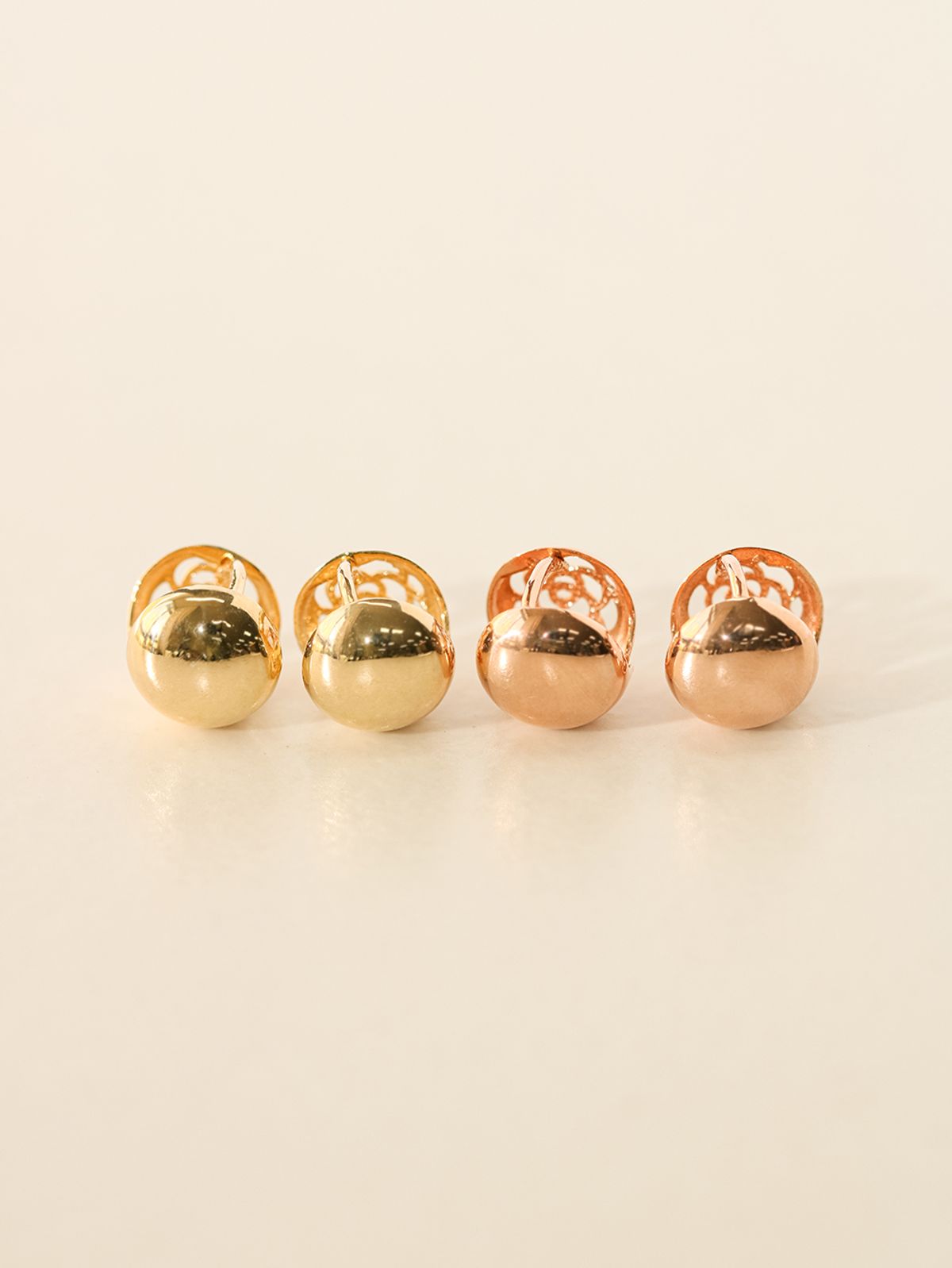 미니멀피어싱(MINIMALPIERCING) 14K 18K 볼륨 로즈 콩 볼 원터치 링 귀걸이
