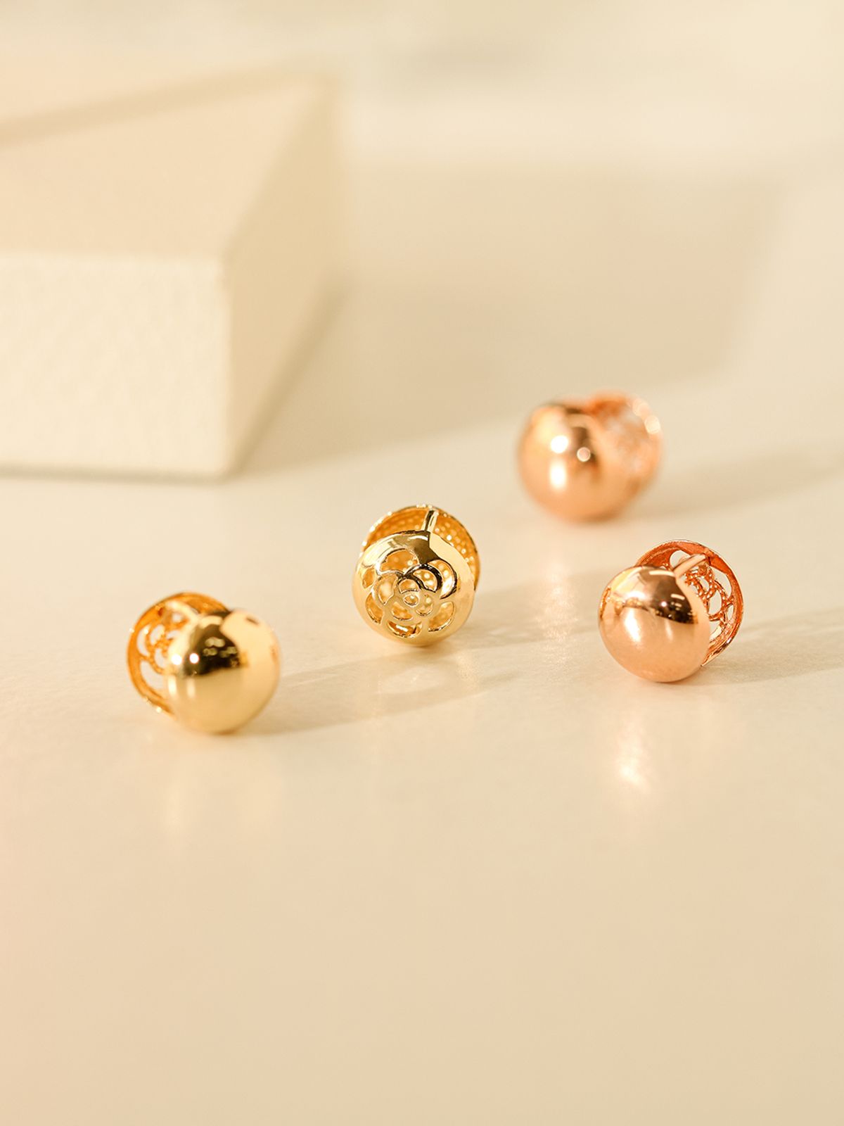 미니멀피어싱(MINIMALPIERCING) 14K 18K 볼륨 로즈 콩 볼 원터치 링 귀걸이