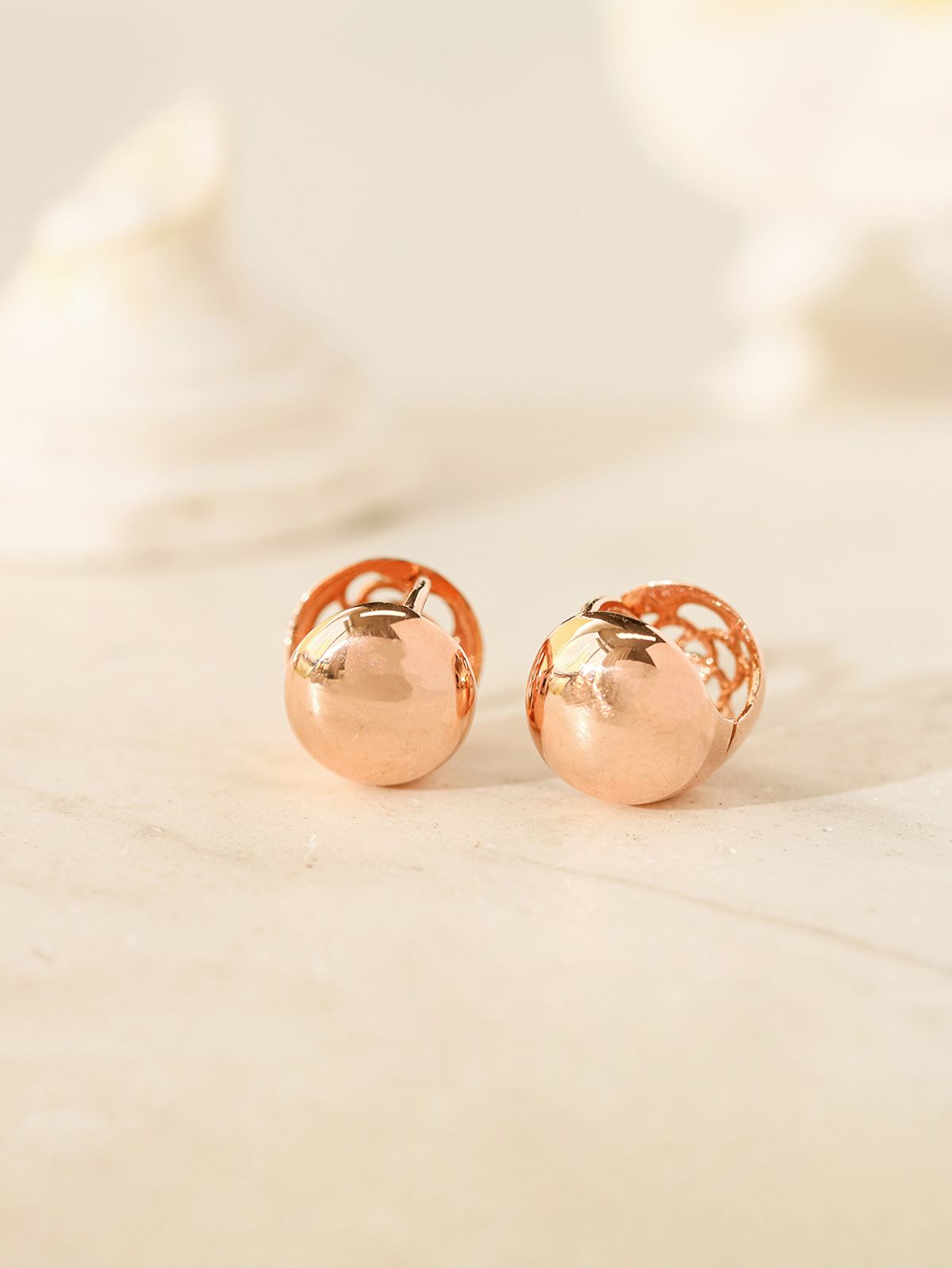 미니멀피어싱(MINIMALPIERCING) 14K 18K 볼륨 로즈 콩 볼 원터치 링 귀걸이