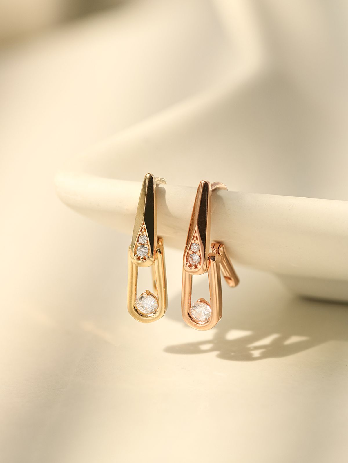 미니멀피어싱(MINIMALPIERCING) 14K 18K 심플 더블 큐빅 드롭 원터치 귀걸이