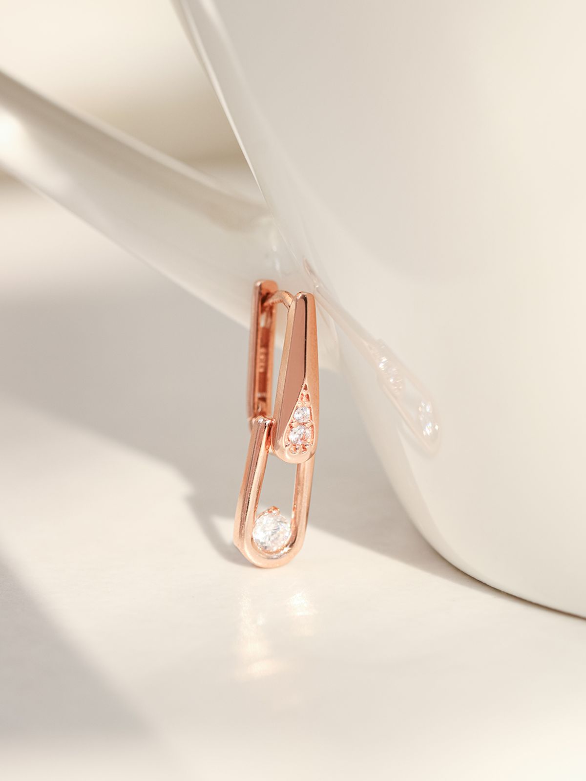 미니멀피어싱(MINIMALPIERCING) 14K 18K 심플 더블 큐빅 드롭 원터치 귀걸이