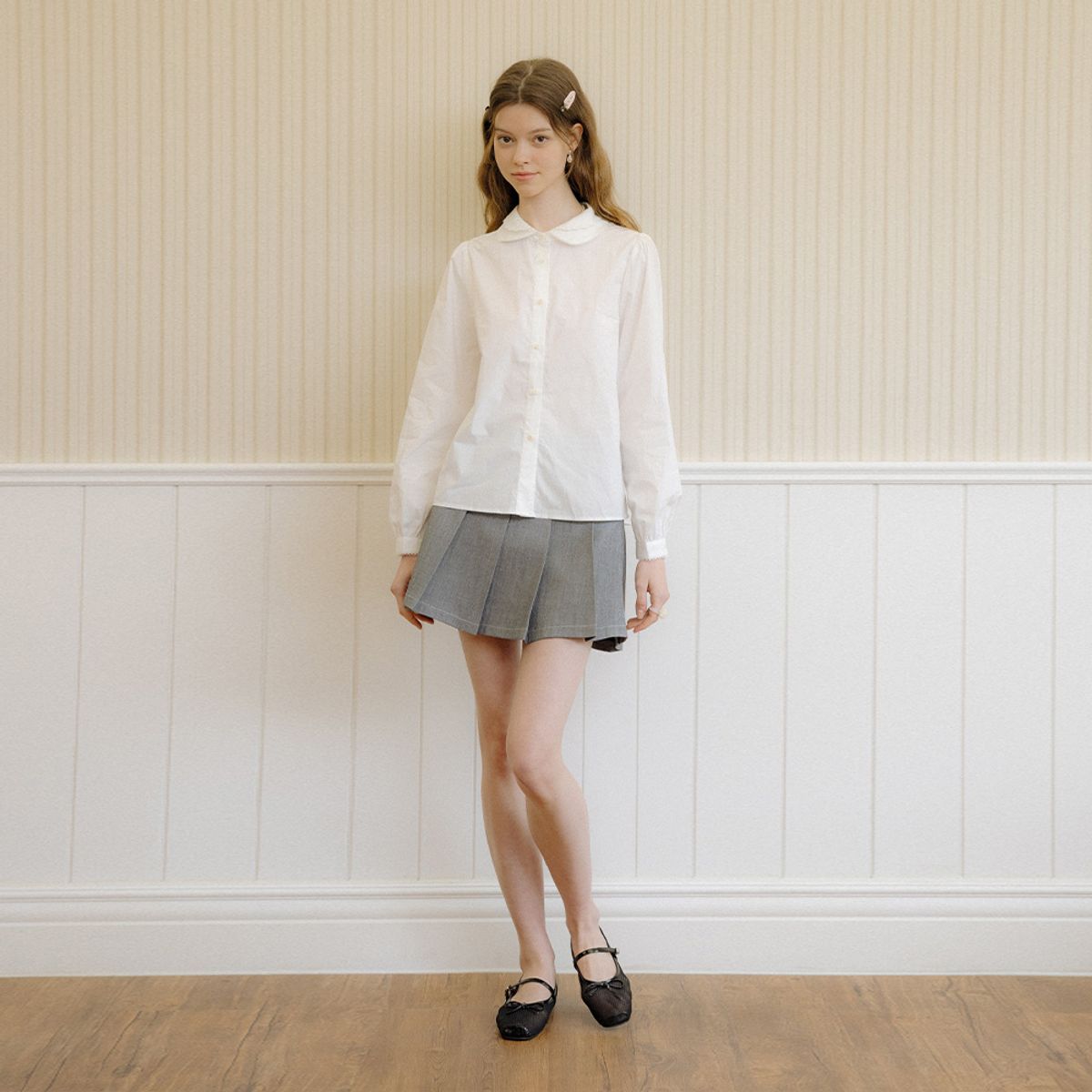 던드롭(DUNDROP) DD_Lace collar blouse_WHITE