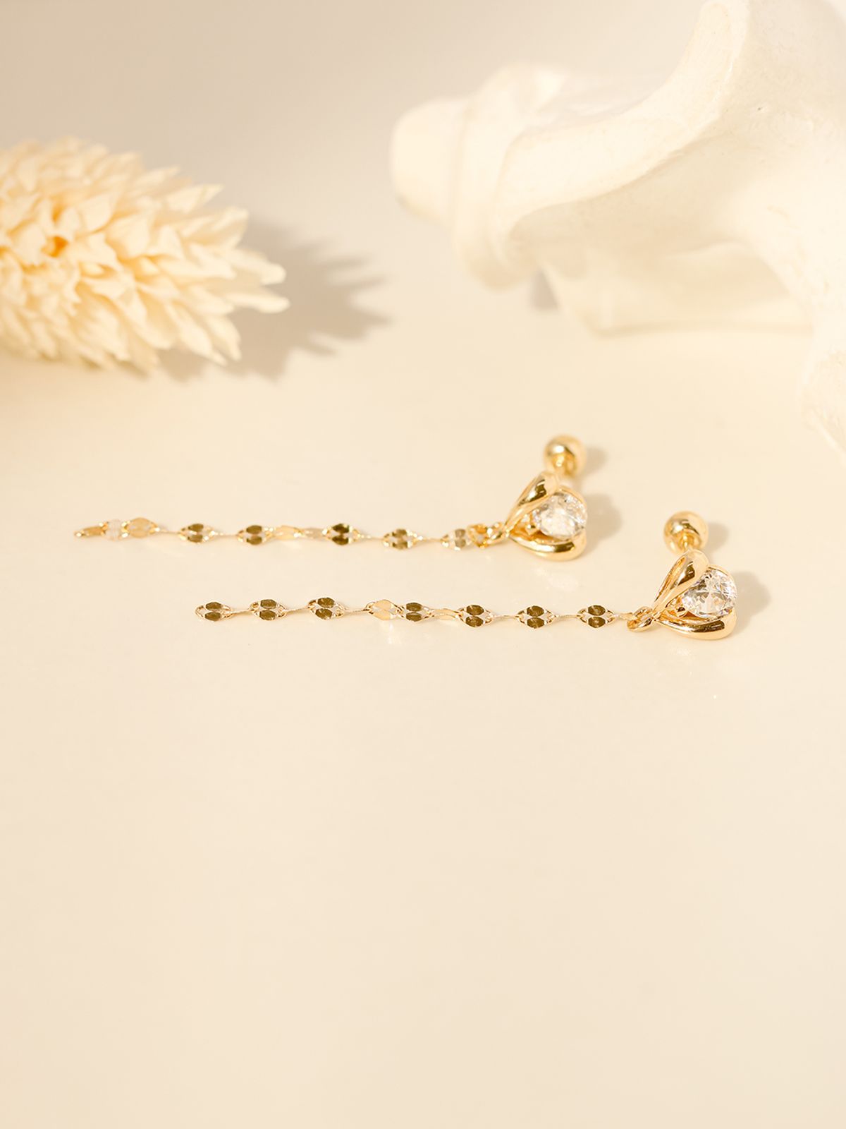 미니멀피어싱(MINIMALPIERCING) 14K 튤립 롱체인 드롭 피어싱 귀걸이
