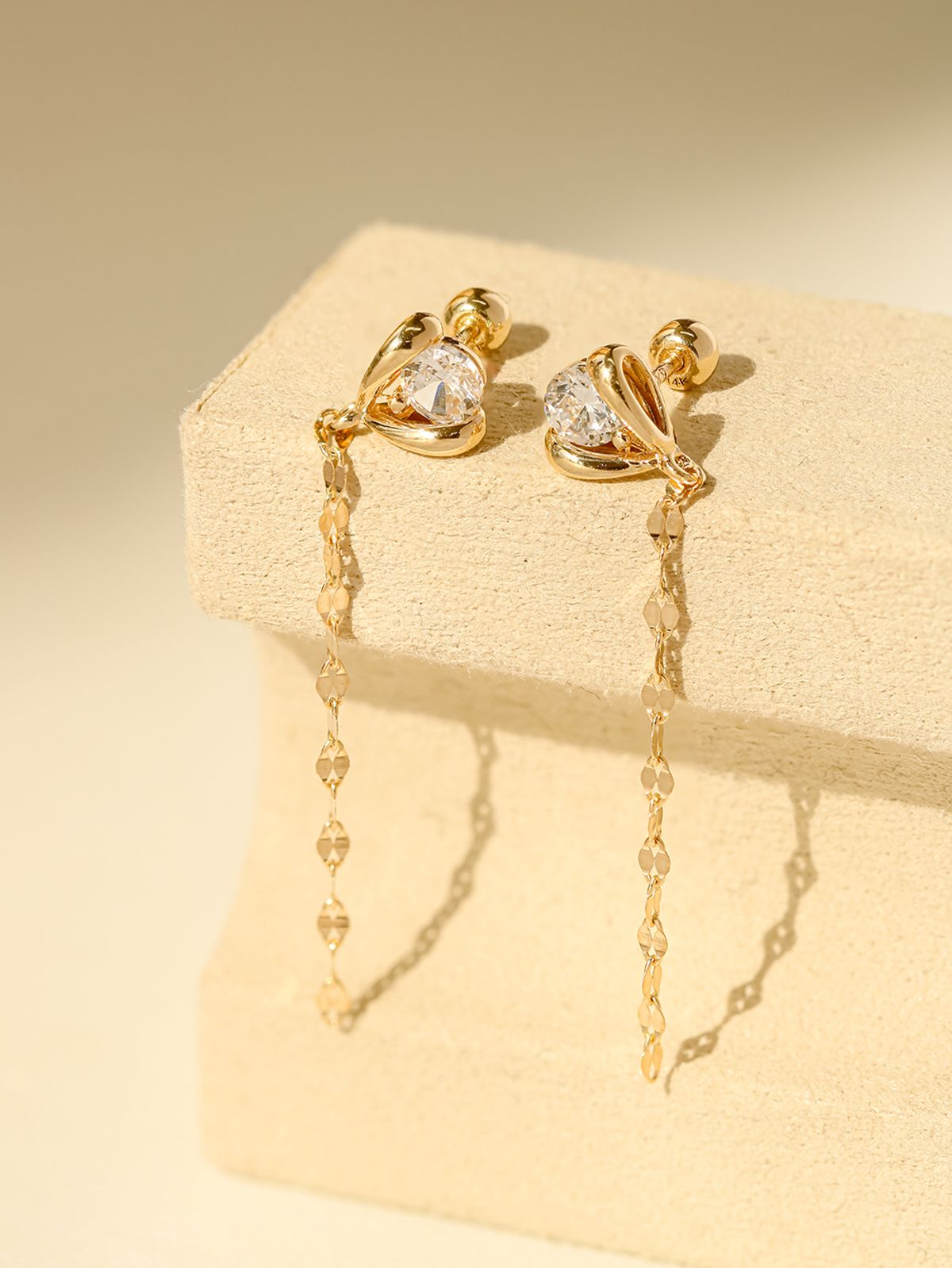 미니멀피어싱(MINIMALPIERCING) 14K 튤립 롱체인 드롭 피어싱 귀걸이