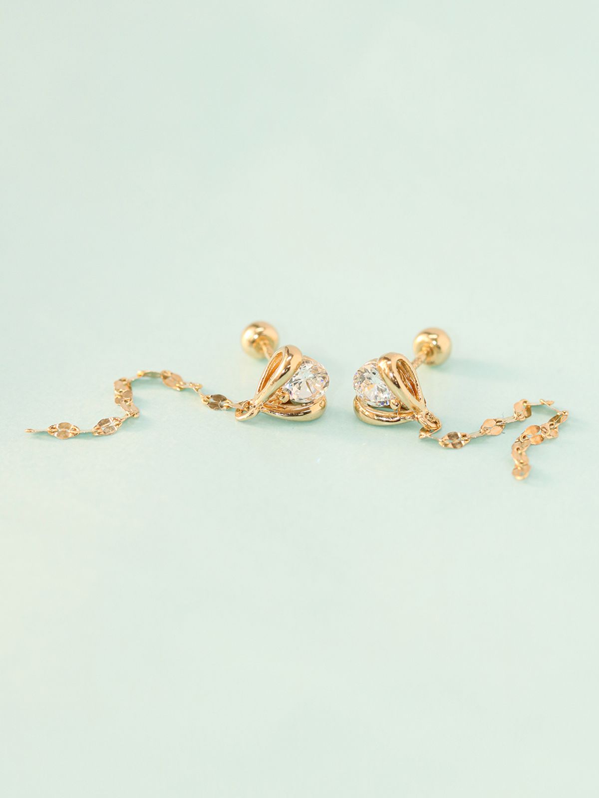 미니멀피어싱(MINIMALPIERCING) 14K 튤립 롱체인 드롭 피어싱 귀걸이