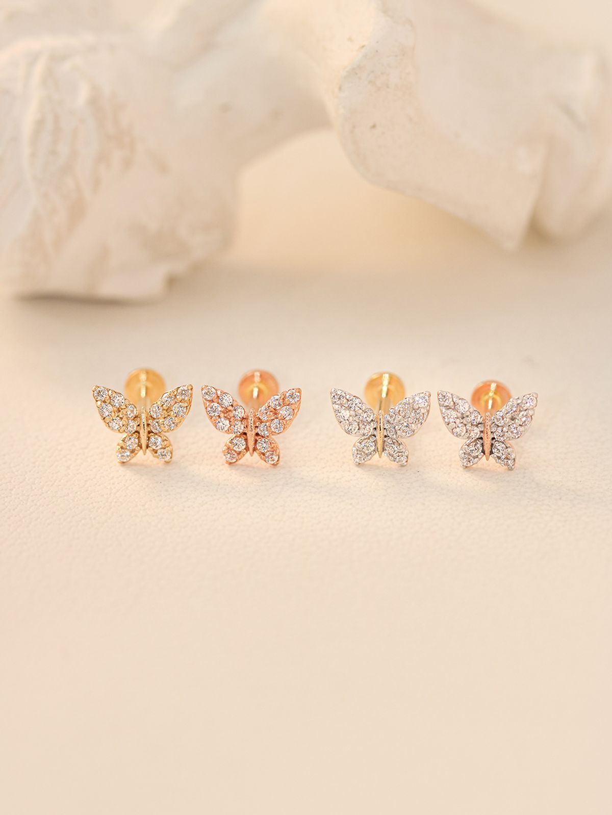 미니멀피어싱(MINIMALPIERCING) 14K 인터널 화이트 크리스탈 블링 나비 라블렛 피어싱