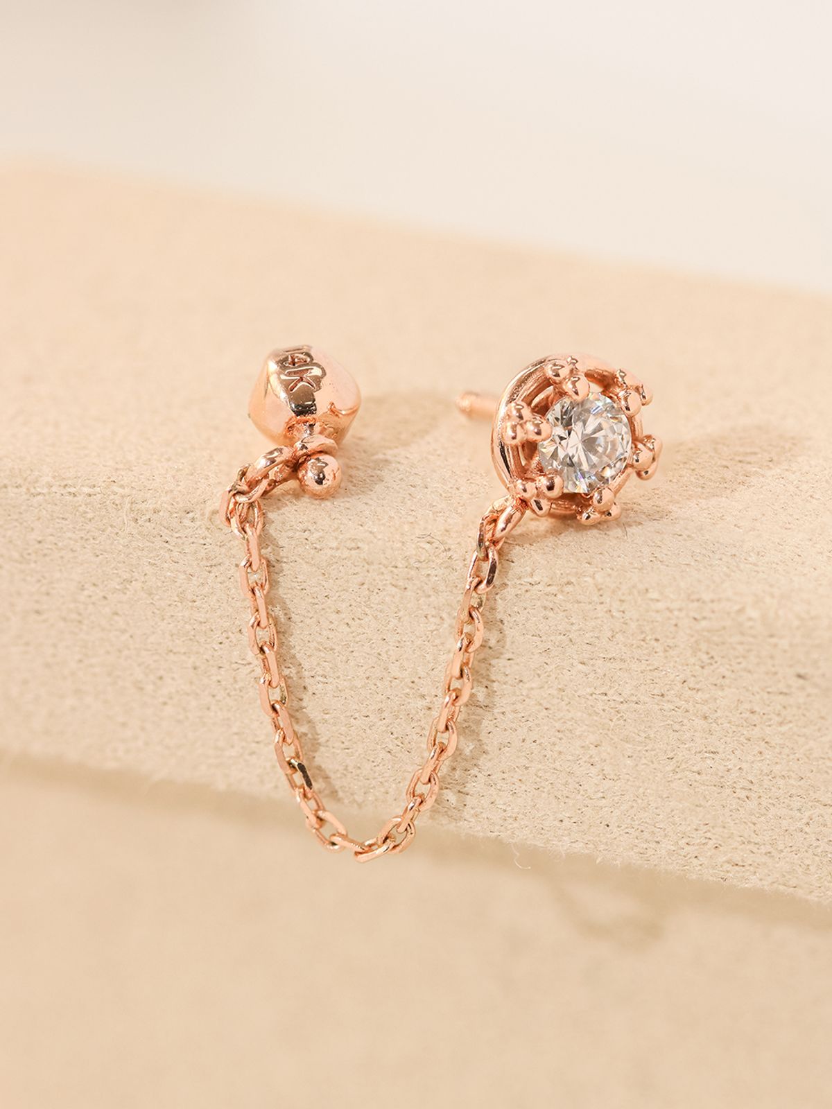 미니멀피어싱(MINIMALPIERCING) 14K 크라운 큐빅 레이어드 체인 피어싱