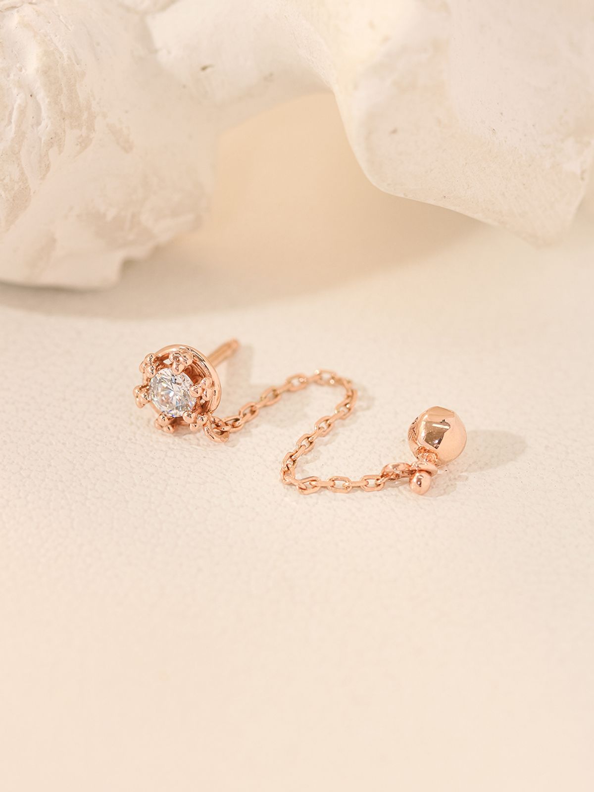 미니멀피어싱(MINIMALPIERCING) 14K 크라운 큐빅 레이어드 체인 피어싱