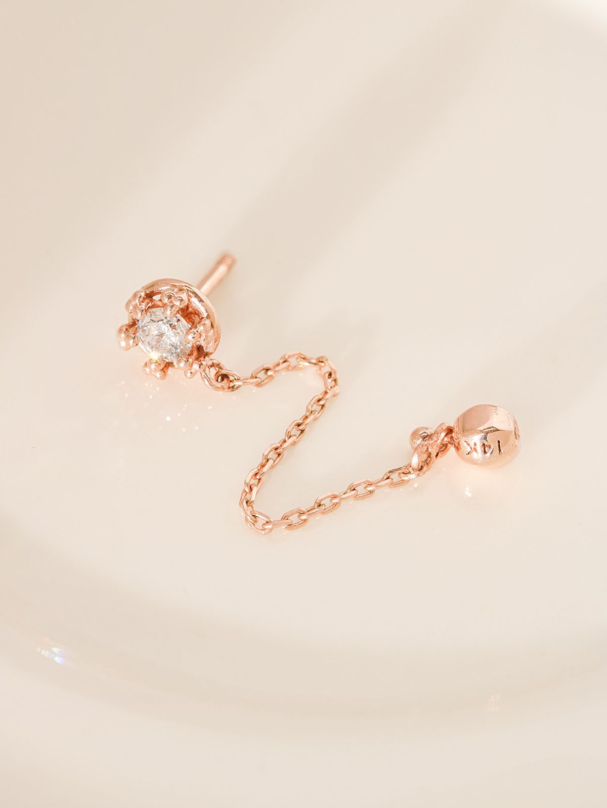 미니멀피어싱(MINIMALPIERCING) 14K 크라운 큐빅 레이어드 체인 피어싱