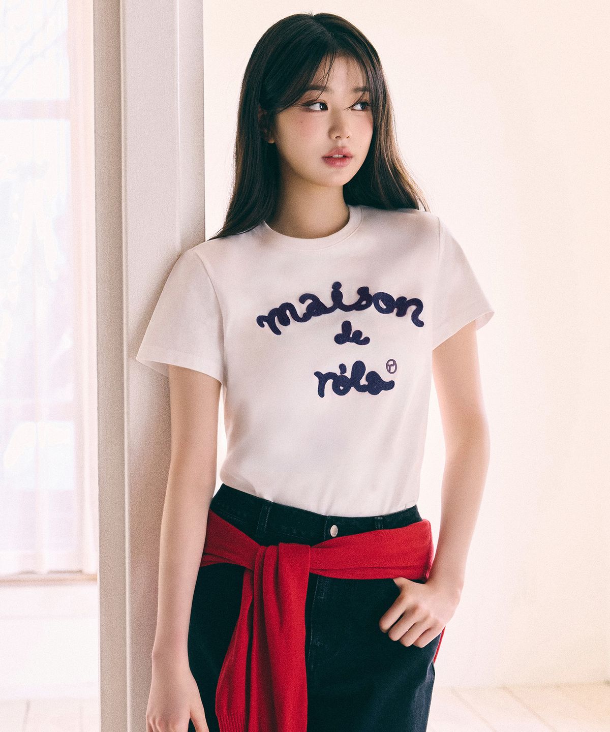 로라로라(ROLAROLA) MAISON DE ROLA EMBROIDERY T-SHIRT WH+NV