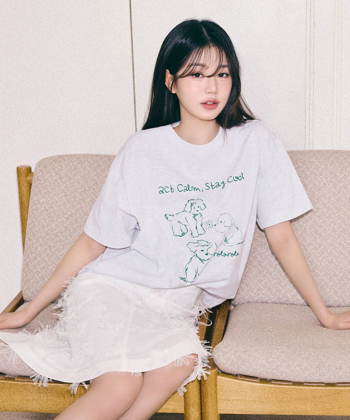 로라로라(ROLAROLA) SHEER MIDI SKIRT WHITE