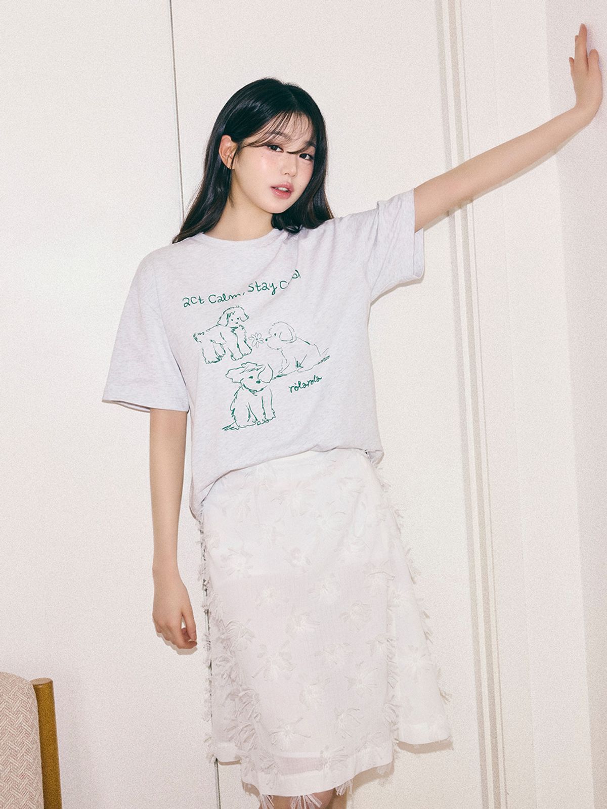 로라로라(ROLAROLA) SHEER MIDI SKIRT WHITE