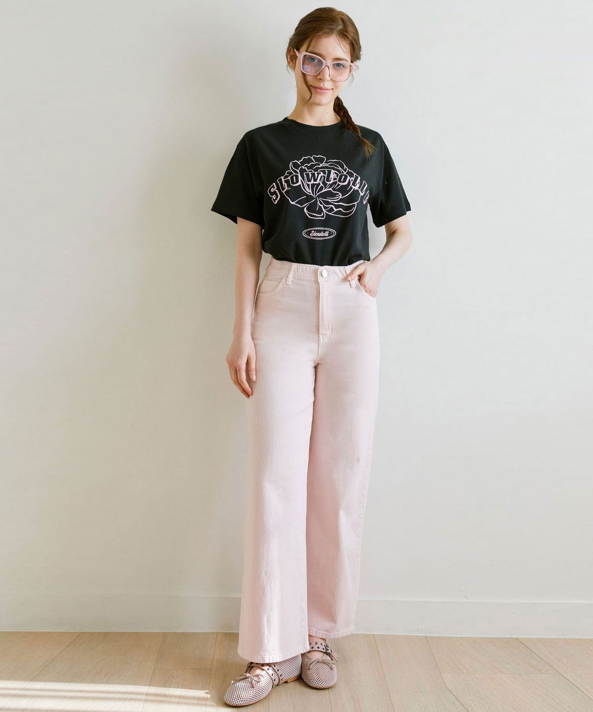 슬로우롤리(SLOWLOLLI) Dying straight pants - Light pink