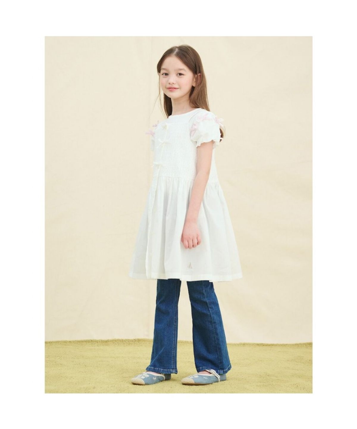 빈폴 키즈(BEANPOLE KIDS) 아일렛 레이어드 민소매 원피스  아이보리 (BI5471G030)