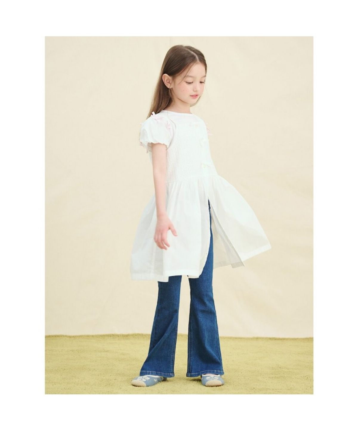 빈폴 키즈(BEANPOLE KIDS) 아일렛 레이어드 민소매 원피스  아이보리 (BI5471G030)
