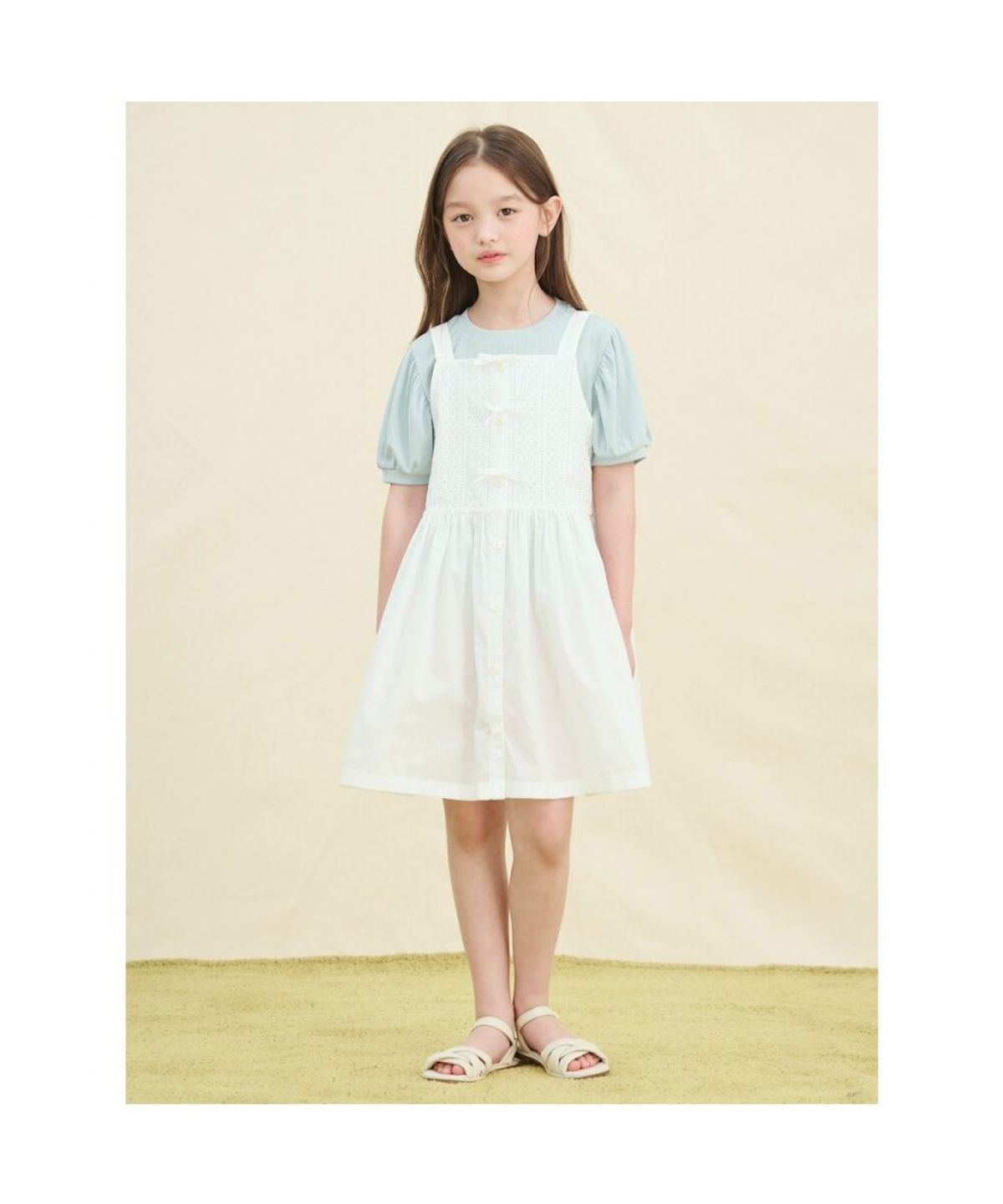 빈폴 키즈(BEANPOLE KIDS) 아일렛 레이어드 민소매 원피스  아이보리 (BI5471G030)