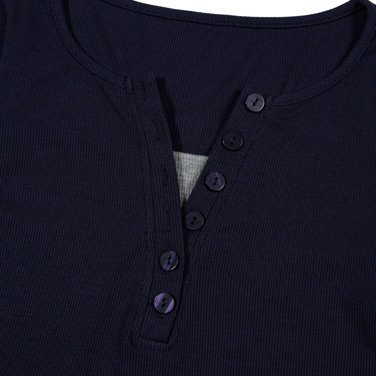 모아(MOAA) Layered Henley Tee (NAVY)