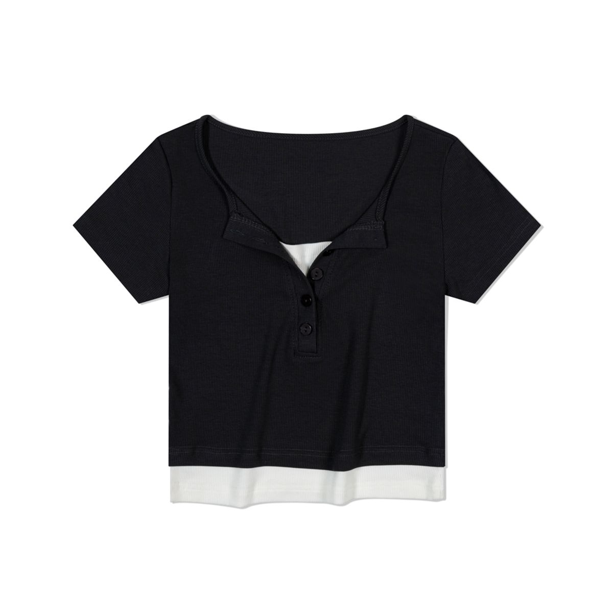 모아(MOAA) Layered Henley Tee (BLACK)