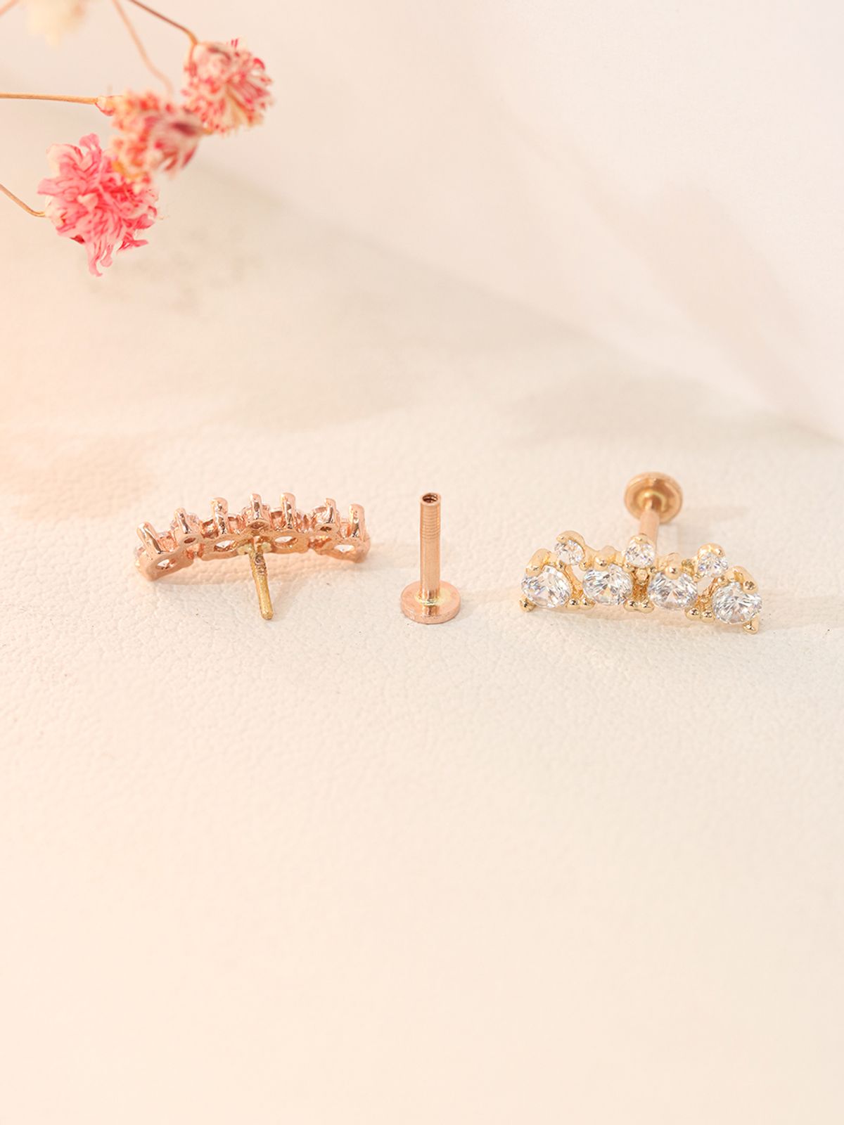 미니멀피어싱(MINIMALPIERCING) 14K 인터널 크라운 큐빅 커브 라블렛 피어싱
