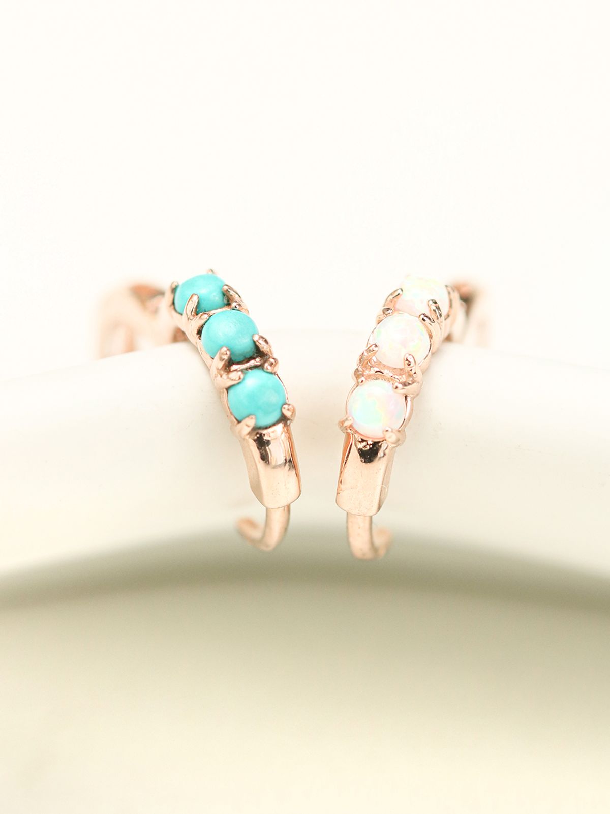 미니멀피어싱(MINIMALPIERCING) 14K 18K 로즈컷 오팔 원터치 링 피어싱 귀걸이