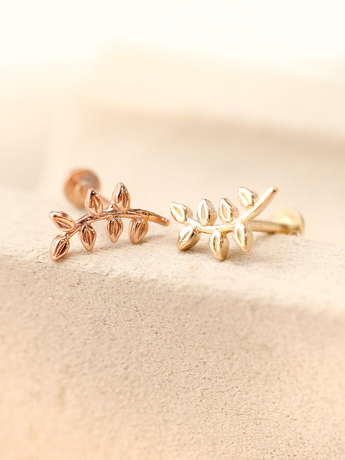 미니멀피어싱(MINIMALPIERCING) 14K 인터널 나뭇잎 라블렛 피어싱