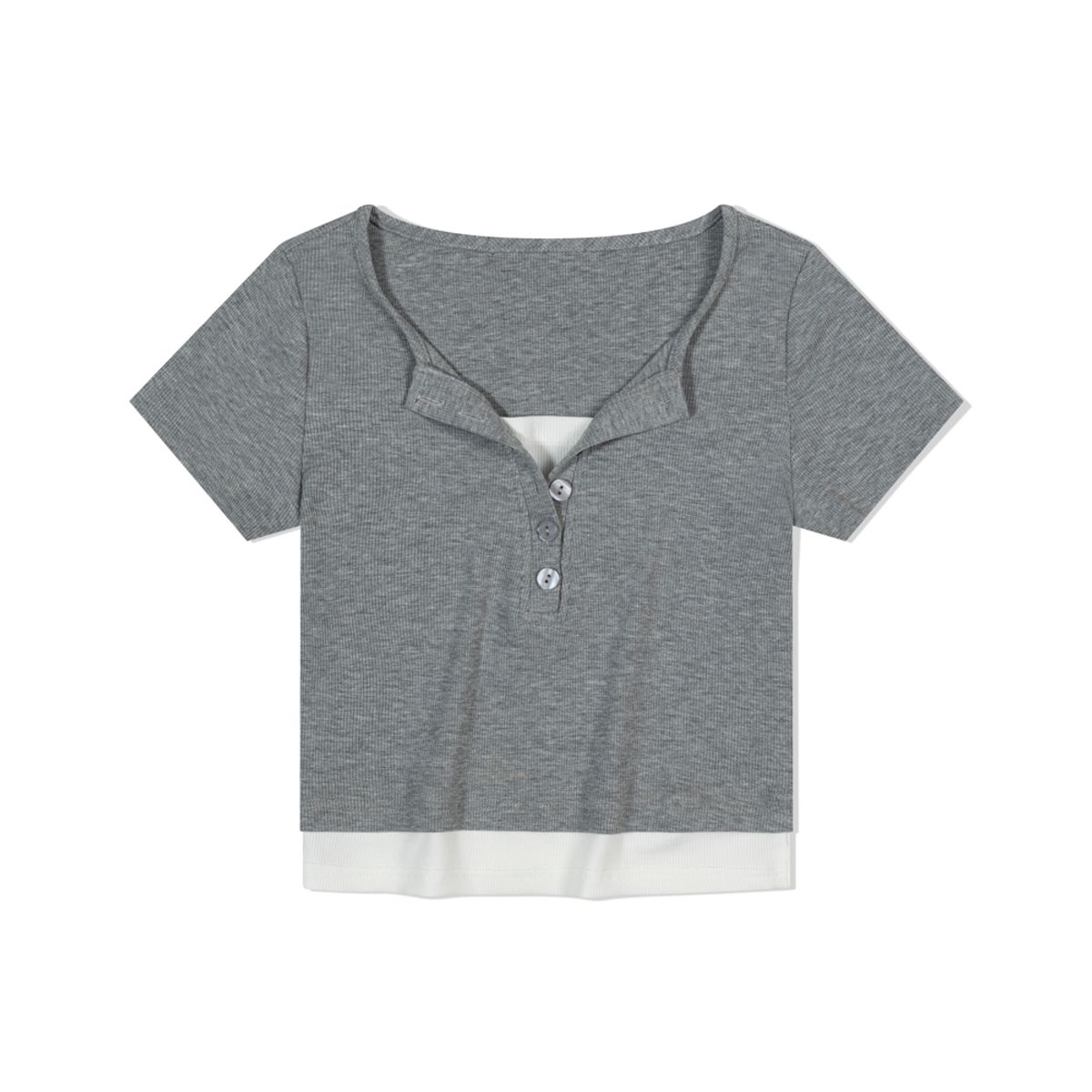 모아(MOAA) Layered Henley Tee (GRAY)