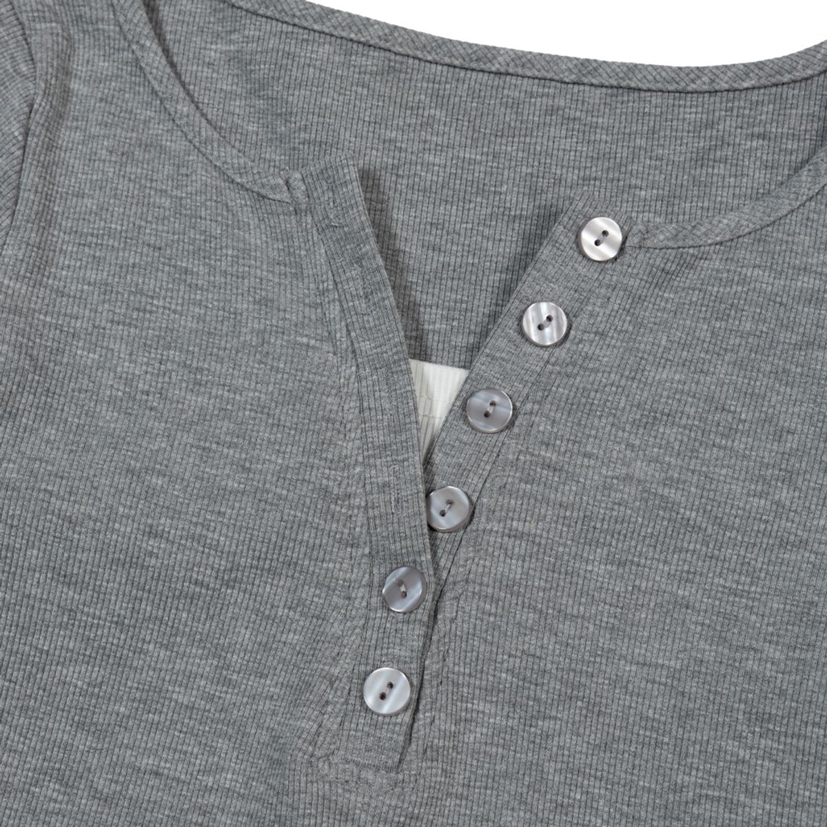 모아(MOAA) Layered Henley Tee (GRAY)