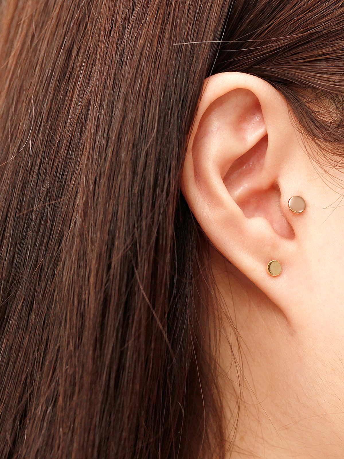 미니멀피어싱(MINIMALPIERCING) 14K 인터널 골드 납작 라운드 라블렛 피어싱