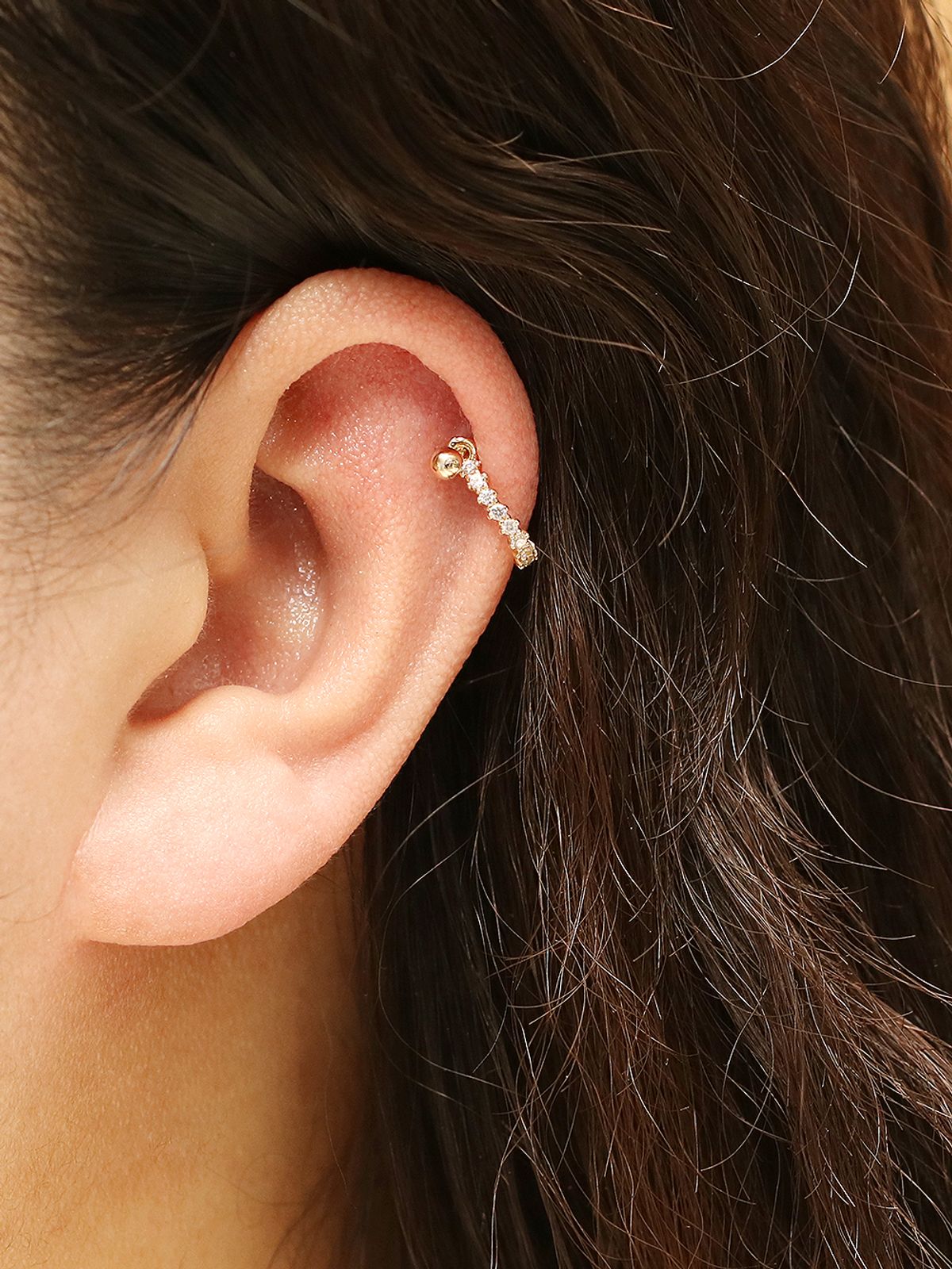 미니멀피어싱(MINIMALPIERCING) 14K 블링 큐빅 C자 이너컨츠 피어싱 투웨이 귀걸이