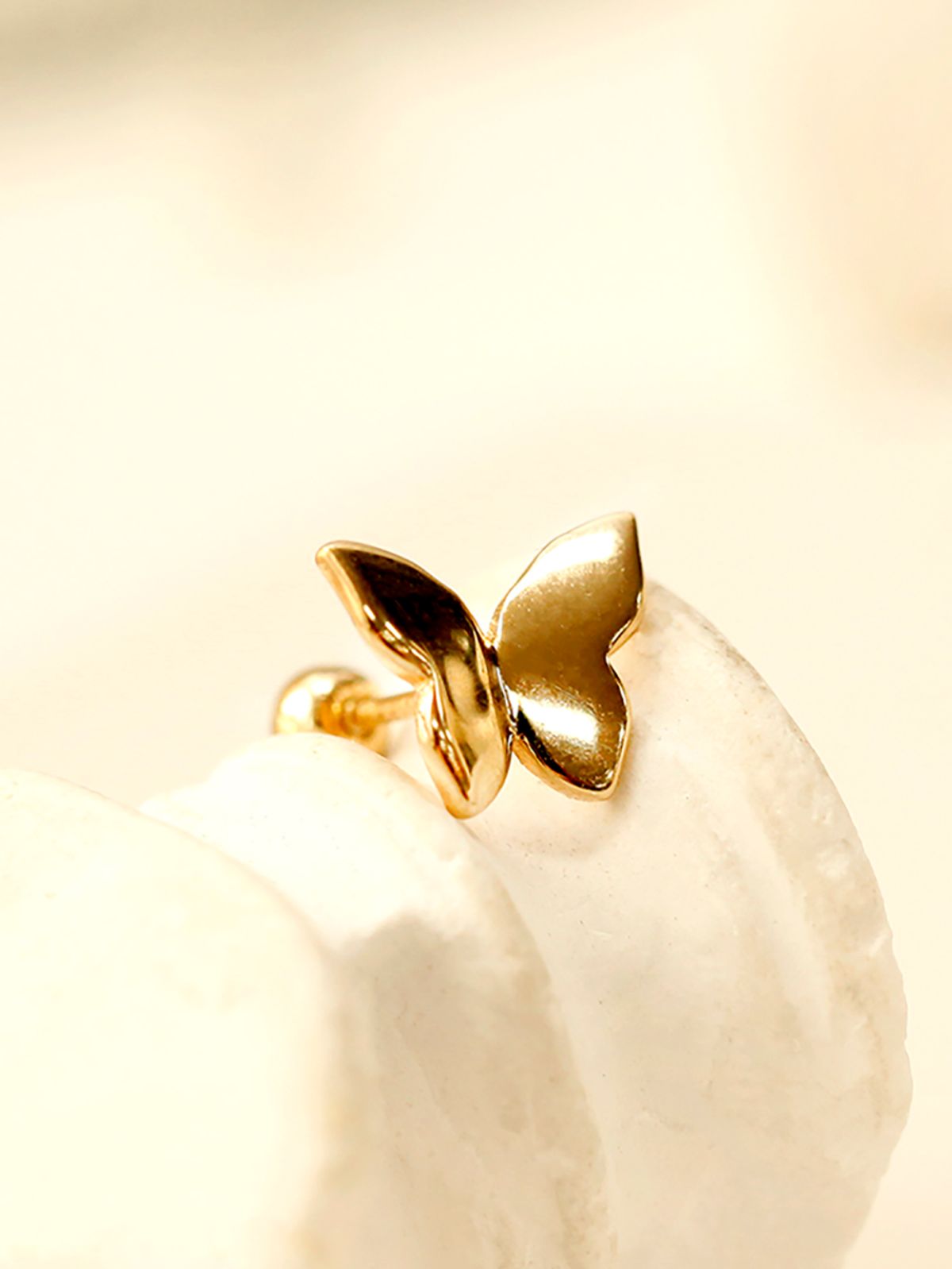 미니멀피어싱(MINIMALPIERCING) 14K 민자 입체 나비 피어싱 귀걸이