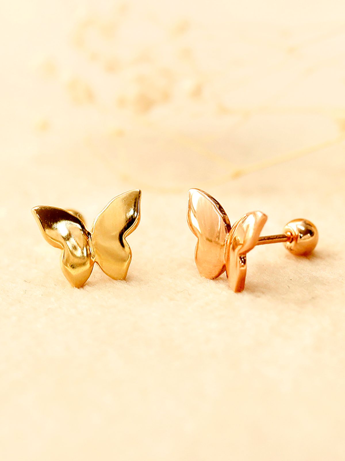 미니멀피어싱(MINIMALPIERCING) 14K 민자 입체 나비 피어싱 귀걸이