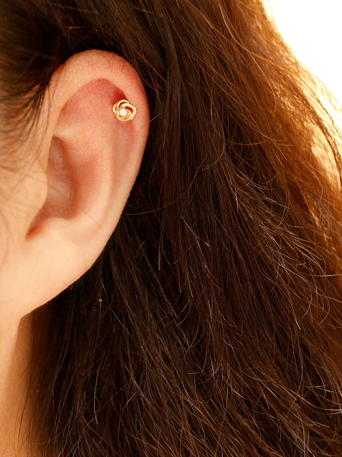 미니멀피어싱(MINIMALPIERCING) 14K 입체 미니 장미 피어싱 귀걸이