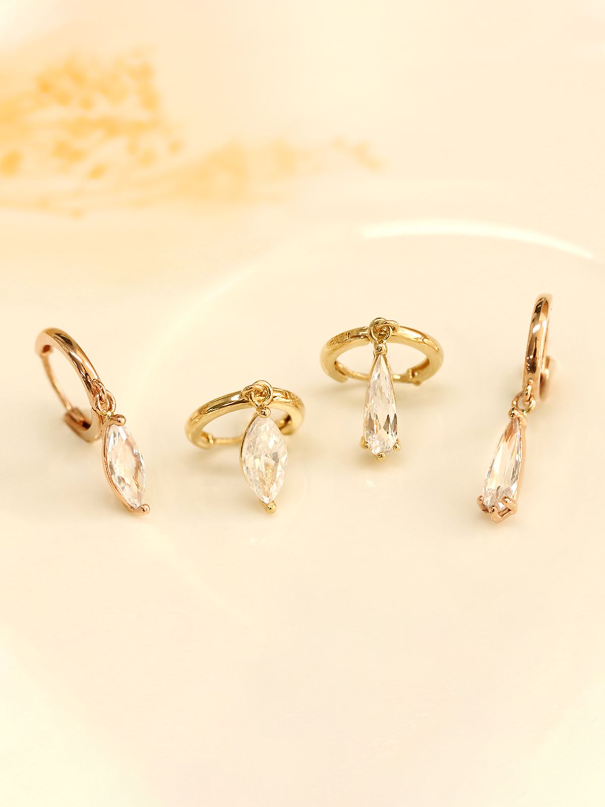 미니멀피어싱(MINIMALPIERCING) 14K 블링 큐빅 드롭 원터치 링귀걸이