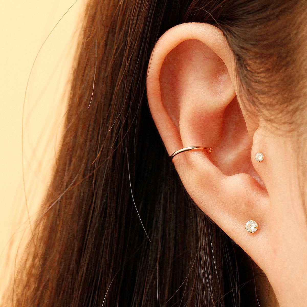 미니멀피어싱(MINIMALPIERCING) 14K 슬림 민자 컬러 큐빅 이너컨츠 이어커프 귀찌