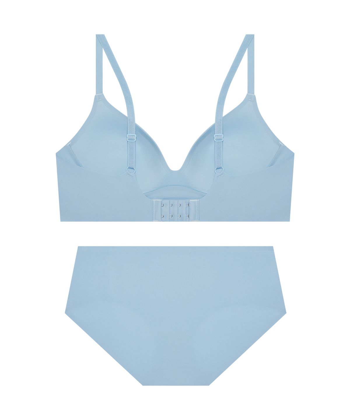 엘르이너웨어(ELLE INNERWEAR) 스무스 커브 노와이어 브라 팬티 세트 - 블루