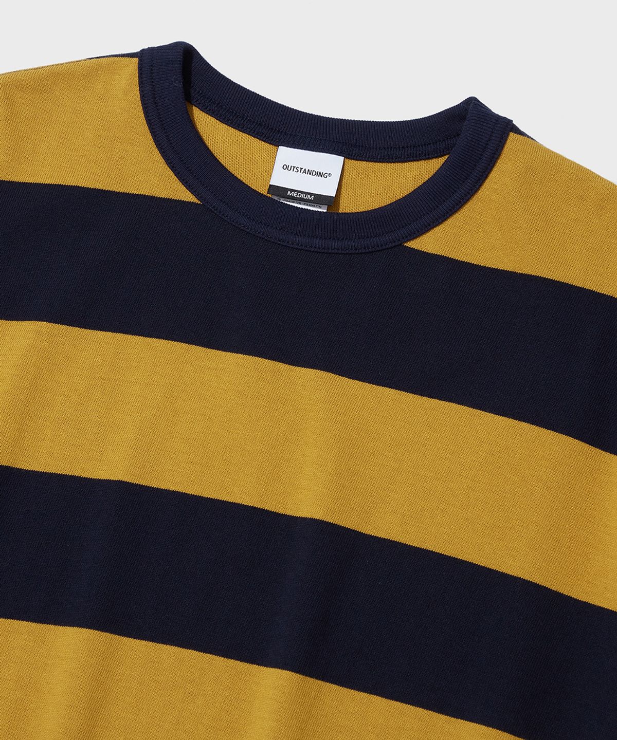 아웃스탠딩(OUTSTANDING) BORDER TEE_NAVY/MUSTARD