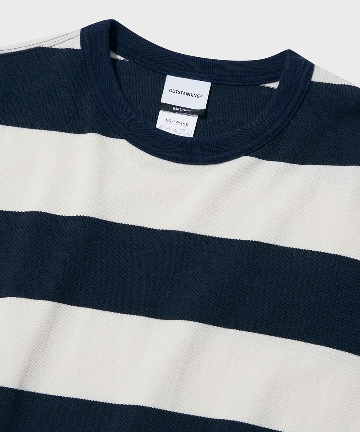 아웃스탠딩(OUTSTANDING) BORDER TEE_NAVY/IVORY
