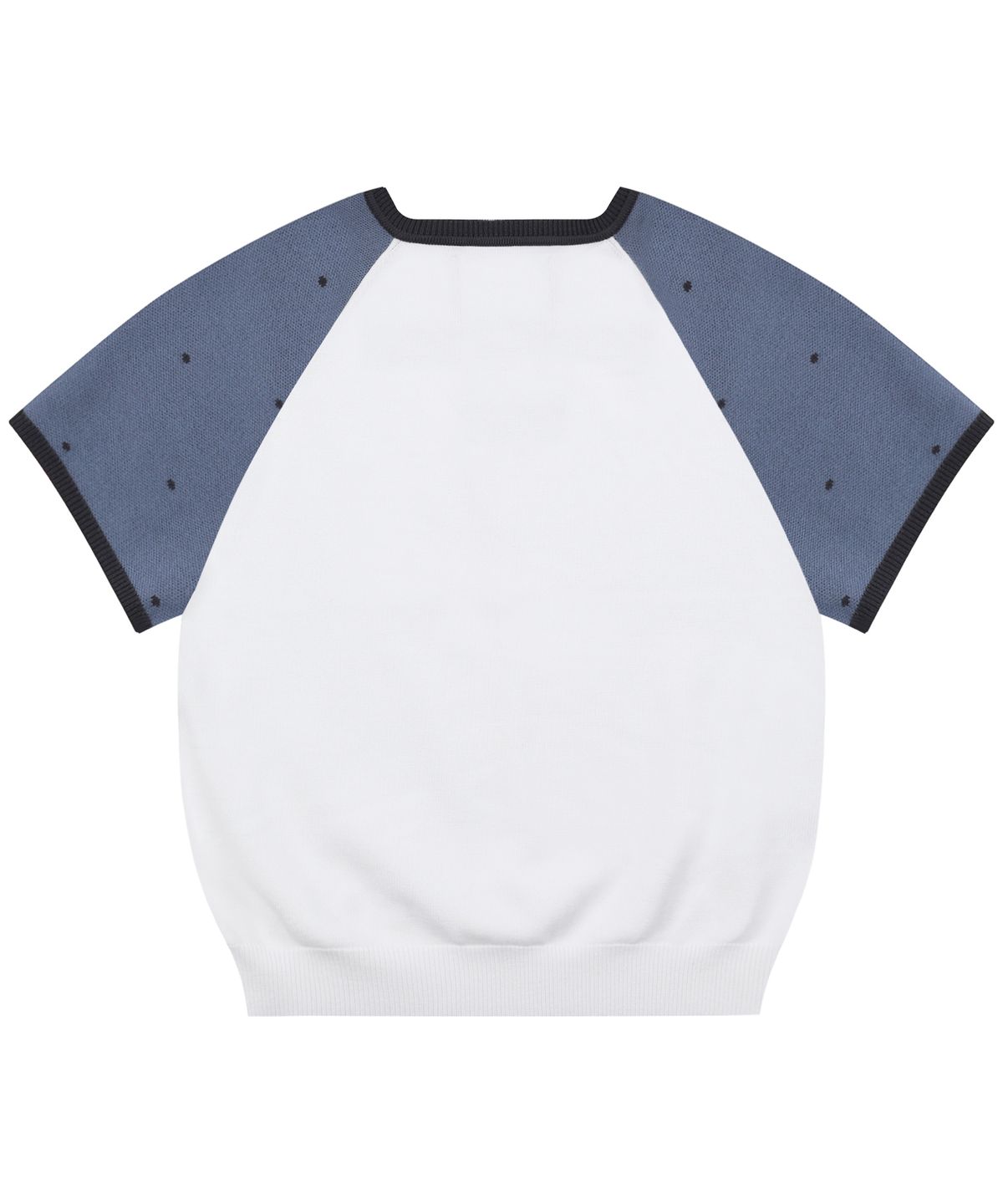 루나키후(RuNaKi'Hu') WXK019 도트 래글런 배색 반팔 니트 (WHITE)