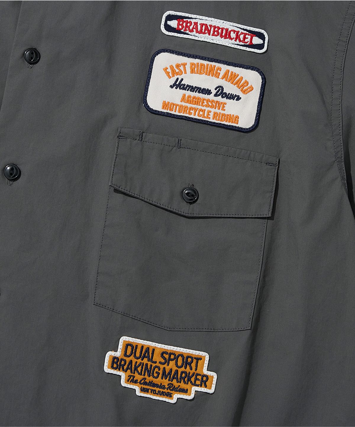 아웃스탠딩(OUTSTANDING) WAPPEN MECHANIC HALF WORK SHIRT_CHARCOAL