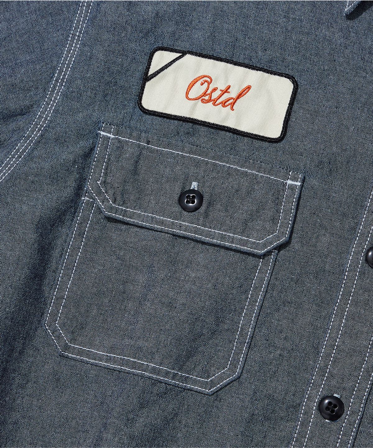 아웃스탠딩(OUTSTANDING) WAPPEN CHAMBRAY WORK HALF SHIRT_D.BLUE