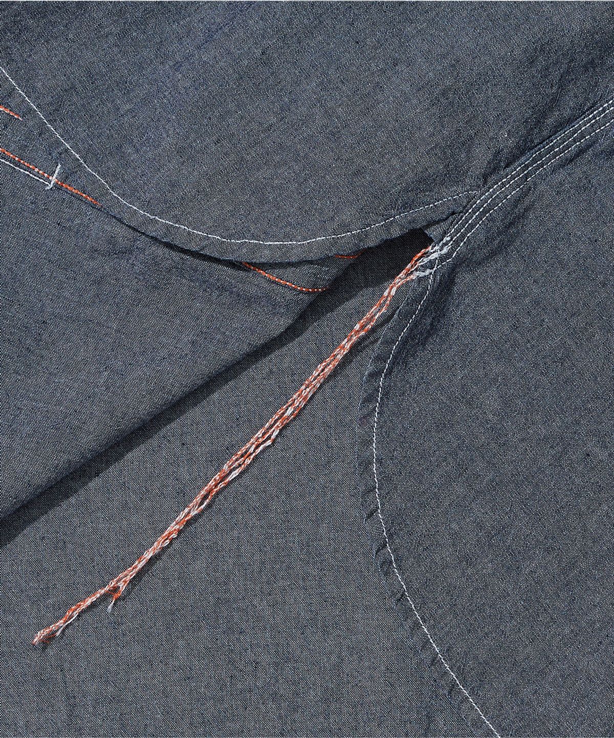 아웃스탠딩(OUTSTANDING) WAPPEN CHAMBRAY WORK HALF SHIRT_D.BLUE