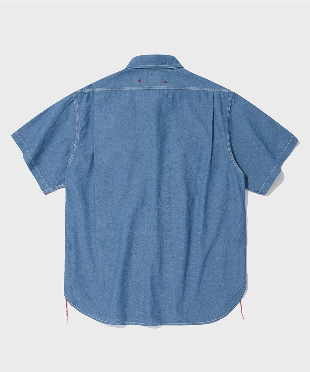 아웃스탠딩(OUTSTANDING) WAPPEN CHAMBRAY WORK HALF SHIRT_L.BLUE