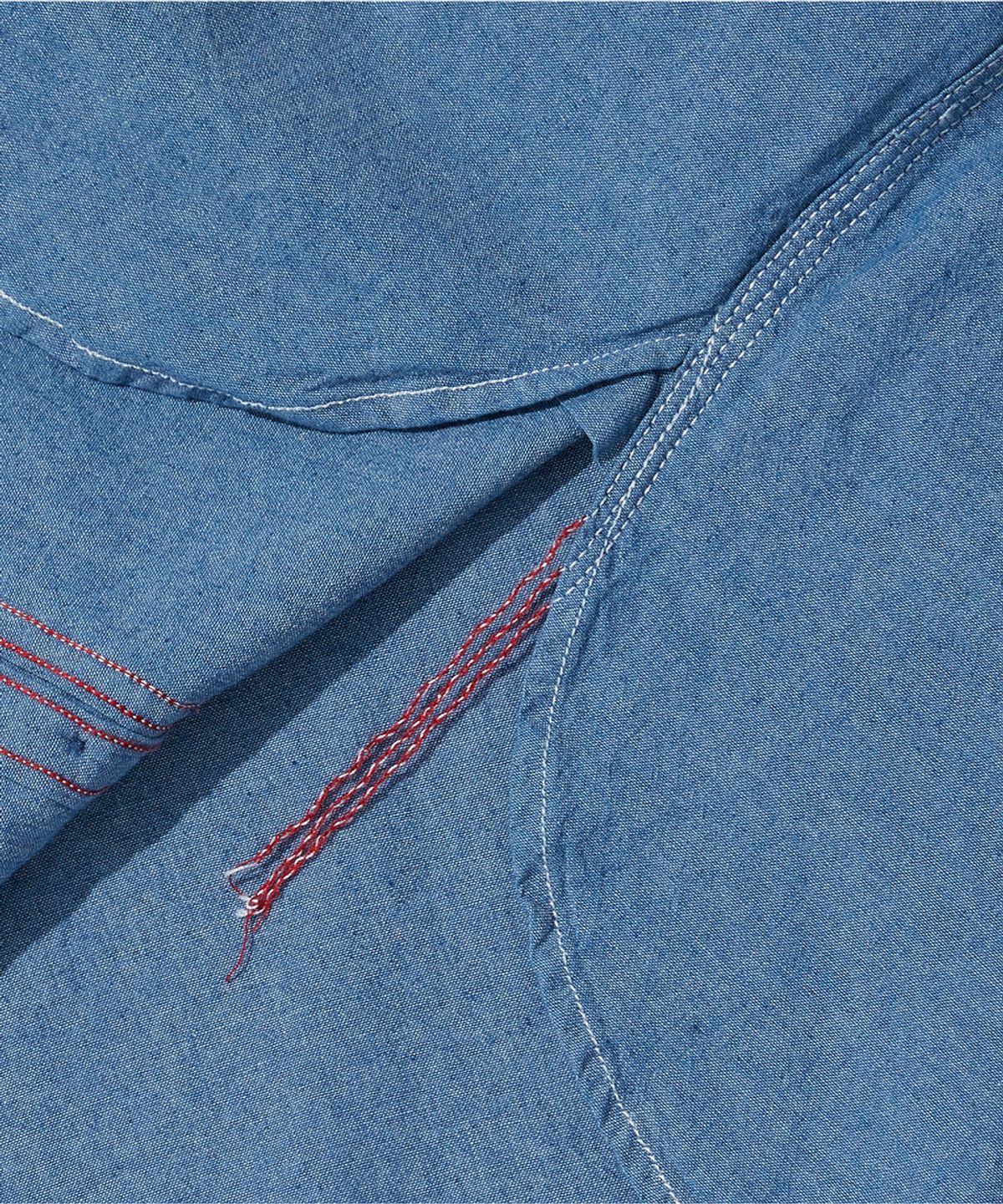 아웃스탠딩(OUTSTANDING) WAPPEN CHAMBRAY WORK HALF SHIRT_L.BLUE