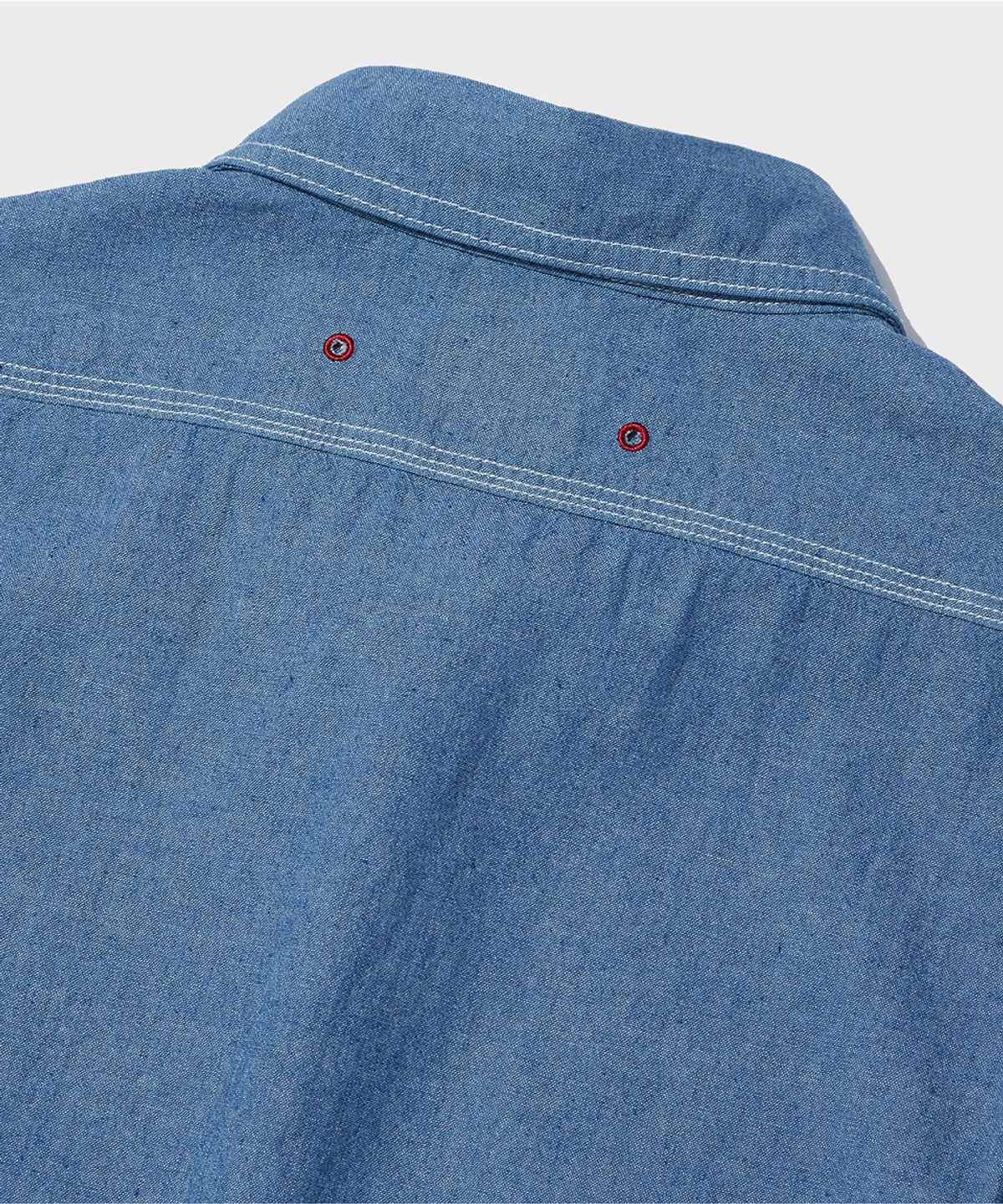 아웃스탠딩(OUTSTANDING) WAPPEN CHAMBRAY WORK HALF SHIRT_L.BLUE