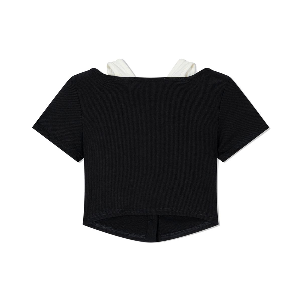 모아(MOAA) Twin Layer Scoop Tee (BLACK)