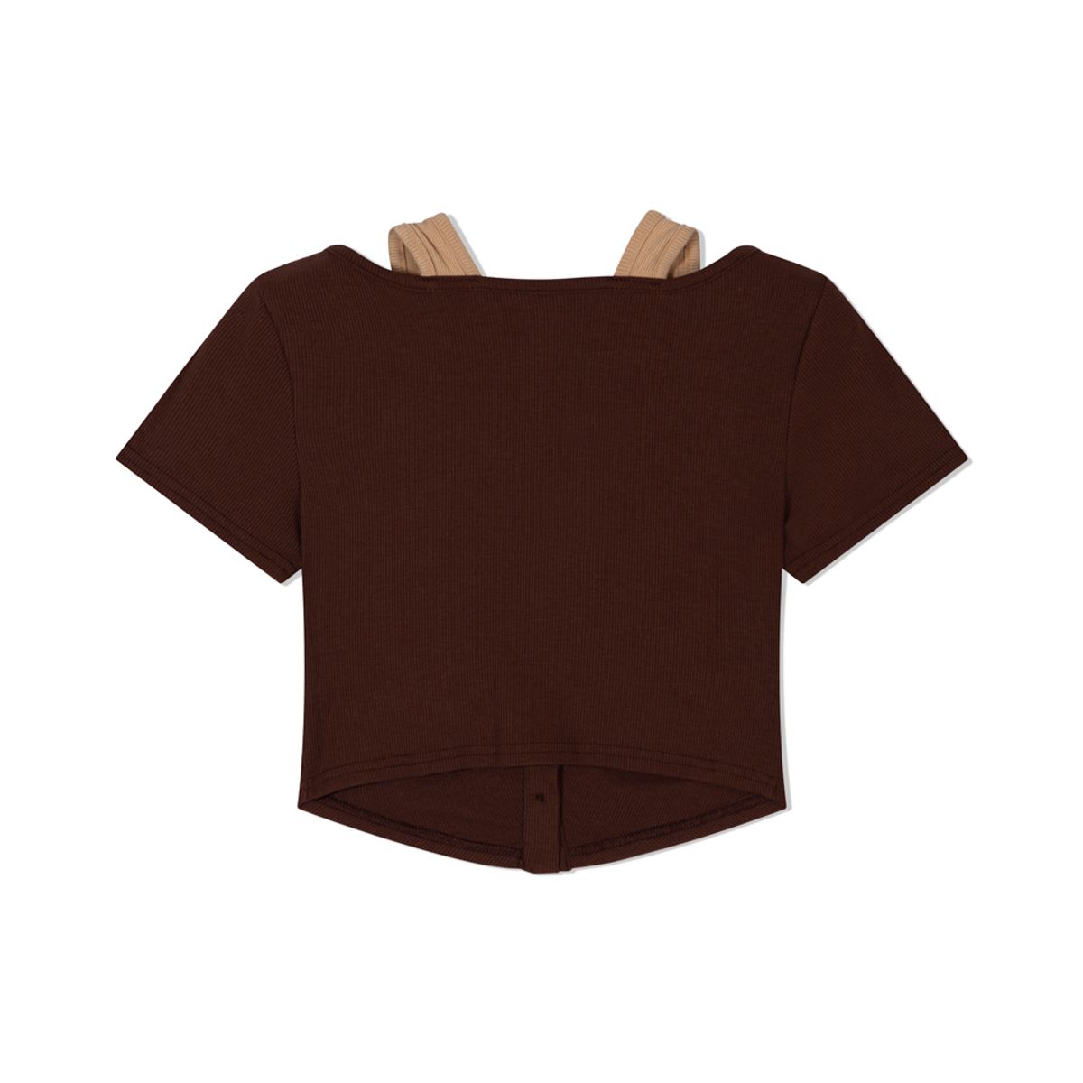 모아(MOAA) Twin Layer Scoop Tee (BROWN)