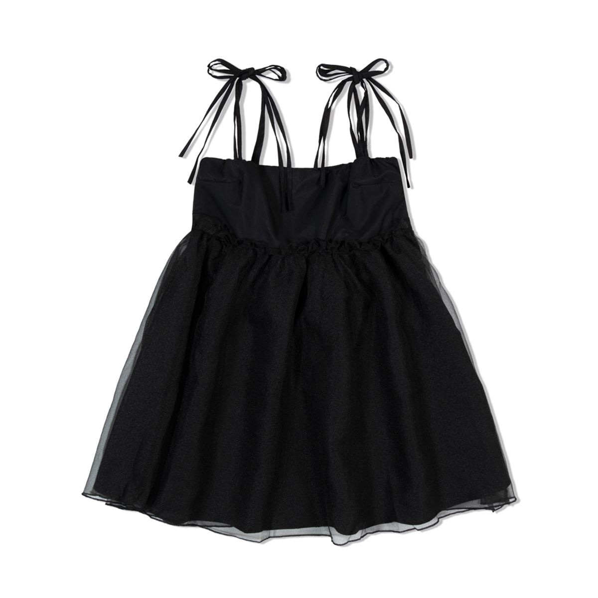 모아(MOAA) Tie Strap Tulle Dress (BLACK)