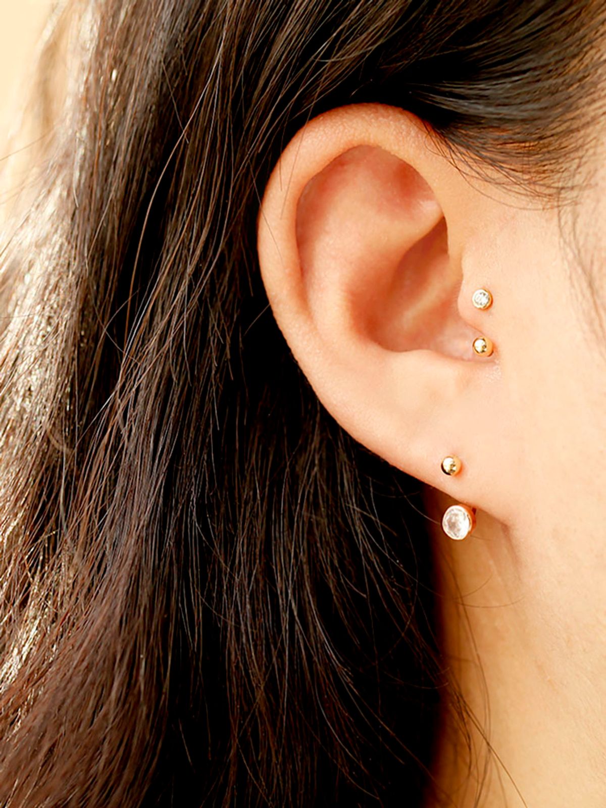 미니멀피어싱(MINIMALPIERCING) 14K 미니멀 큐빅 투웨이 피어싱 귀걸이