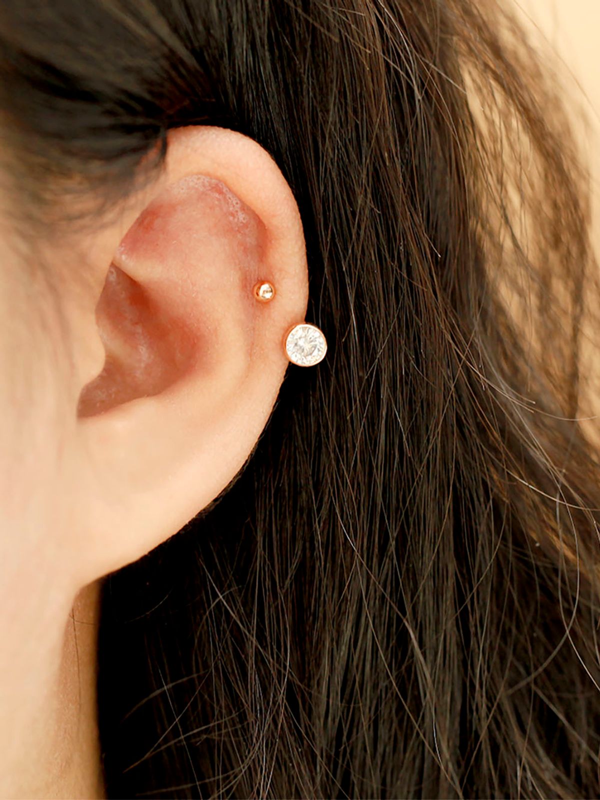 미니멀피어싱(MINIMALPIERCING) 14K 미니멀 큐빅 투웨이 피어싱 귀걸이